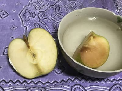 りんごを塩水で変色防止