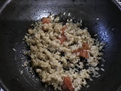 洗った米でリゾットを作る